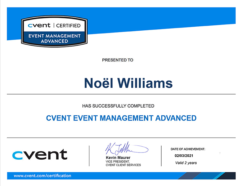 Cvent-Event-Management-Advanced-Certification-Noël-Williams